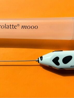 Moo Cow Pattern Electric Milk Frother - White